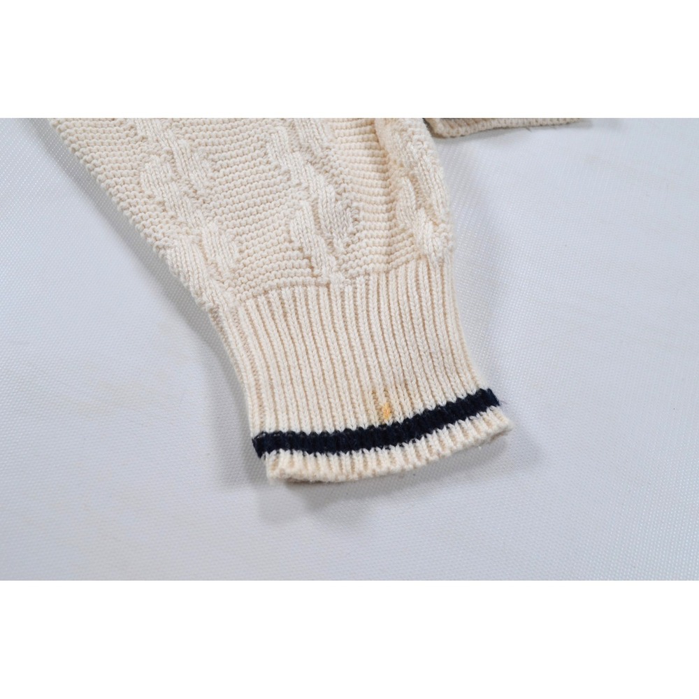 Andrew Rohan Sweater Mens 2XL Ivory w/ Blue Trim V-Neck Hanover College USA - Picture 15 of 16
